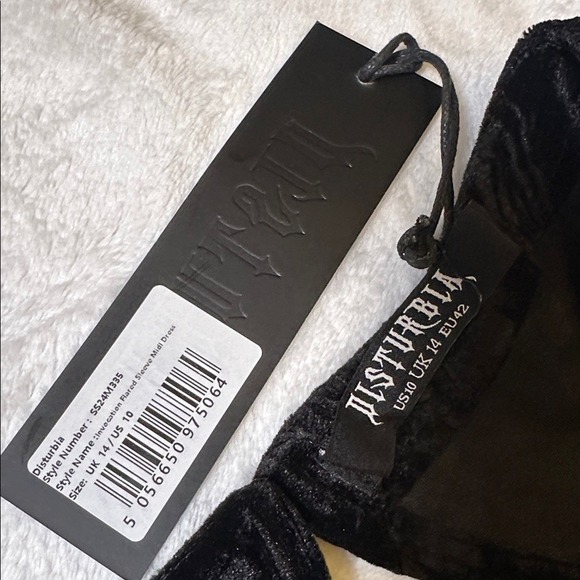 NWT Disturbia Womens Black Velour Floral Dark Romantic Goth Corset Midi Dress 10 - Picture 10 of 12
